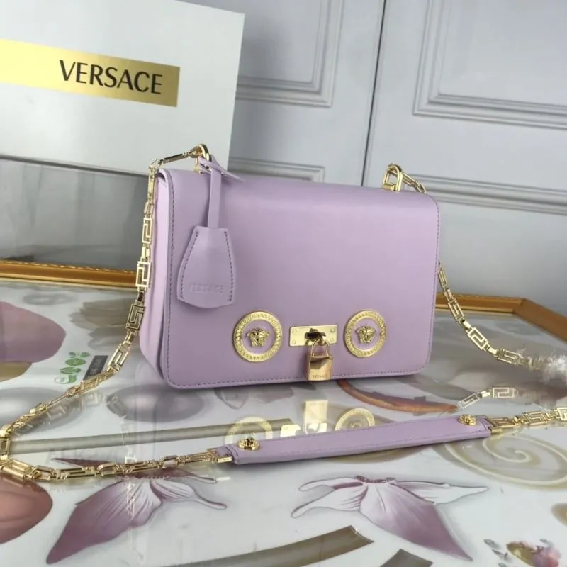 Versace Lavender Leather Chain Satchel Bag
