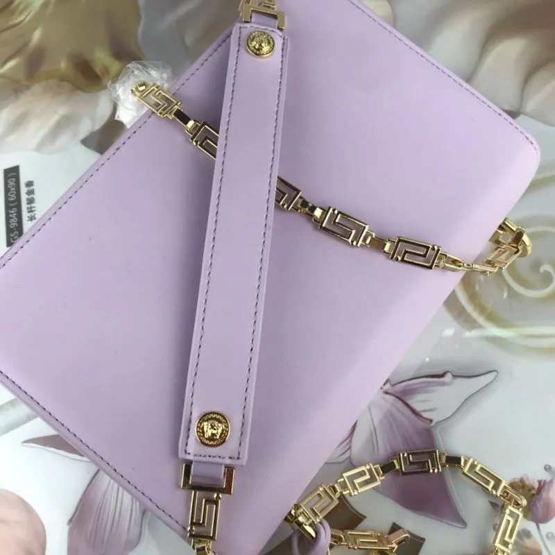 Versace Lavender Leather Chain Satchel Bag - Image 7