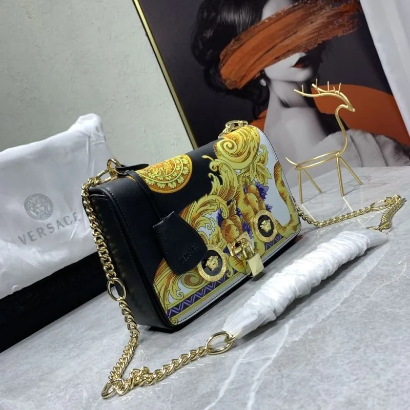 Alternative view of Versace Black Gold Baroque Chain Satchel Bag 63
