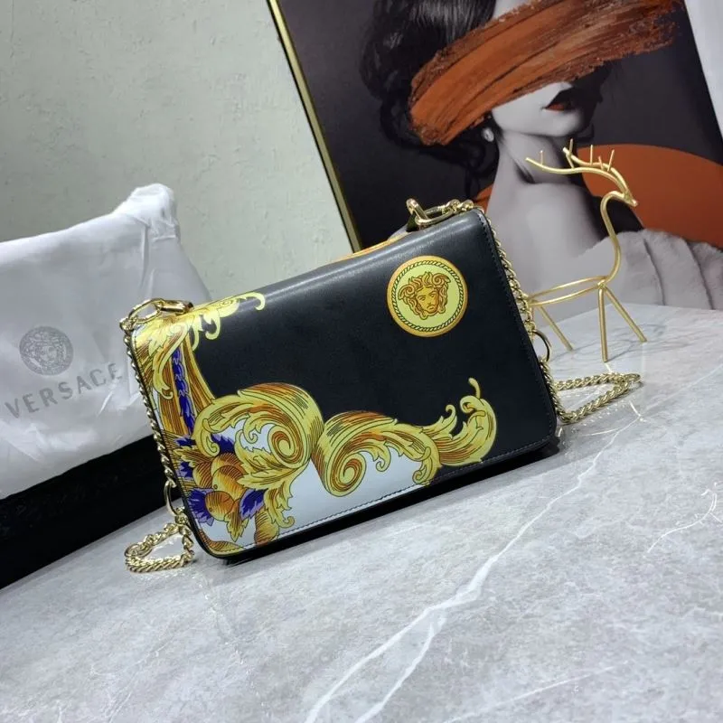 Versace Black Gold Baroque Chain Satchel Bag 63 - Image 3