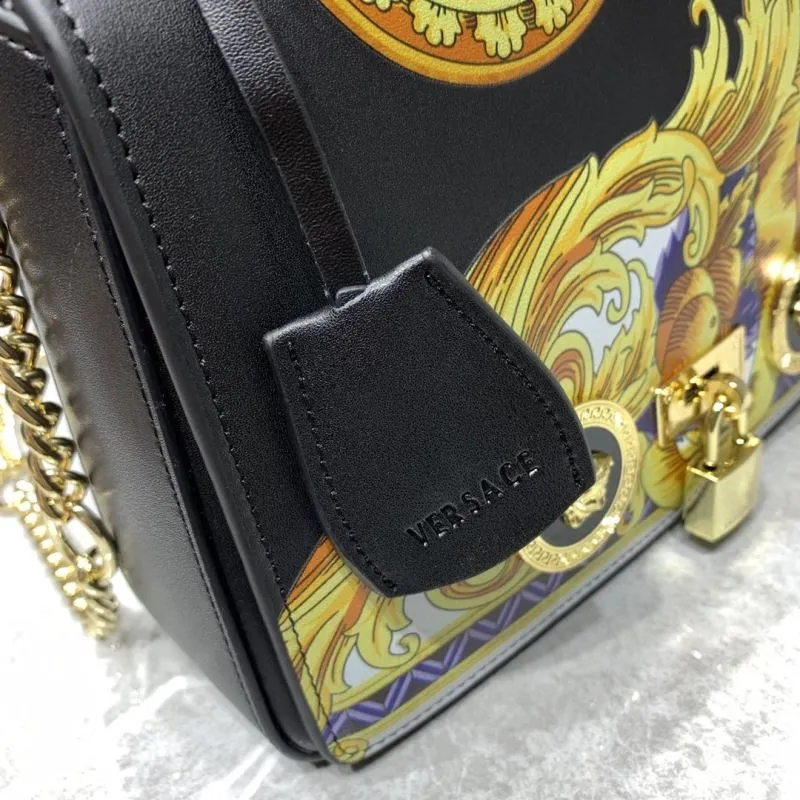 Versace Black Gold Baroque Chain Satchel Bag 63 - Image 5