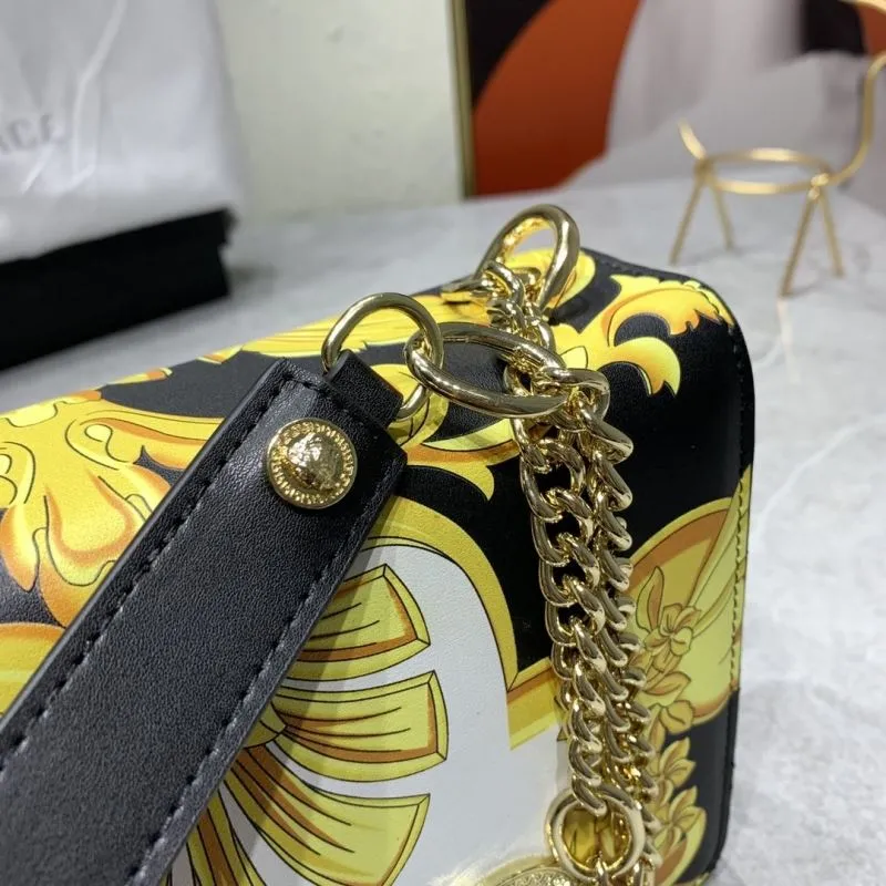 Versace Black Gold Baroque Chain Satchel Bag 24x7x16cm - Image 5
