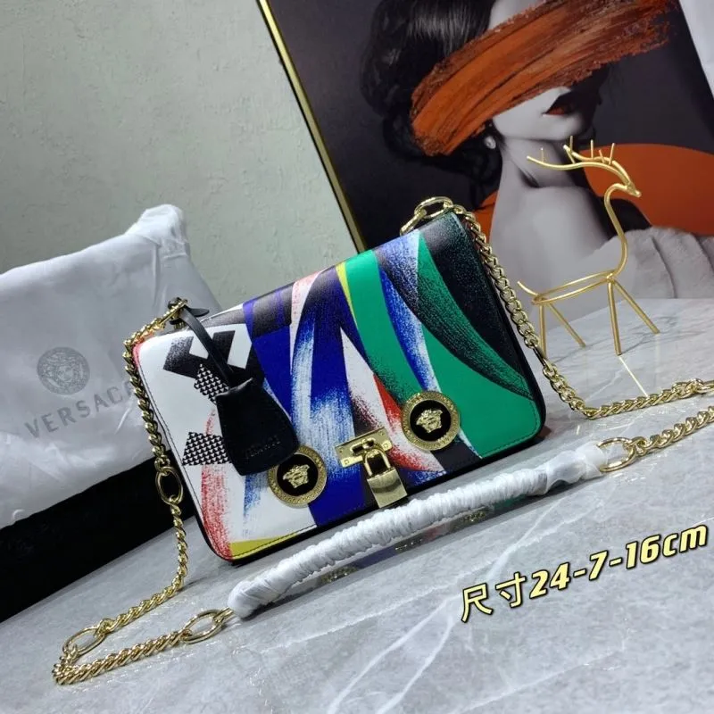 Versace Multicolor Chain Crossbody Satchel Bag 65