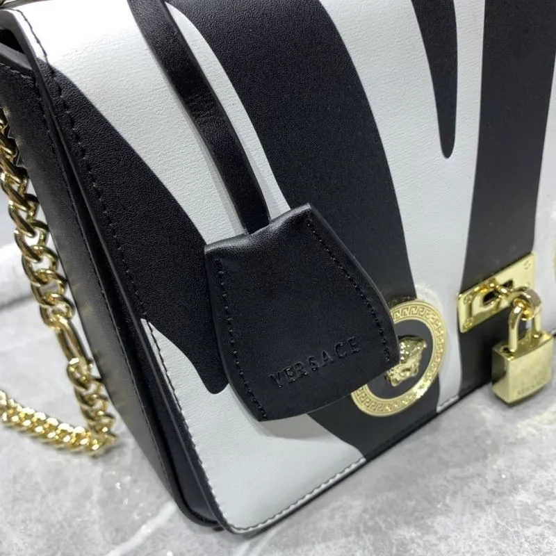 Versace Black White Zebra Print Satchel Bag - Image 5