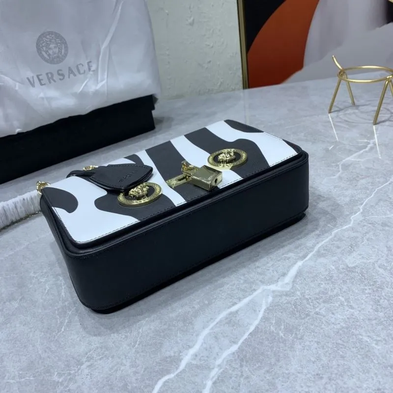 Versace Black White Zebra Print Satchel Bag - Image 7