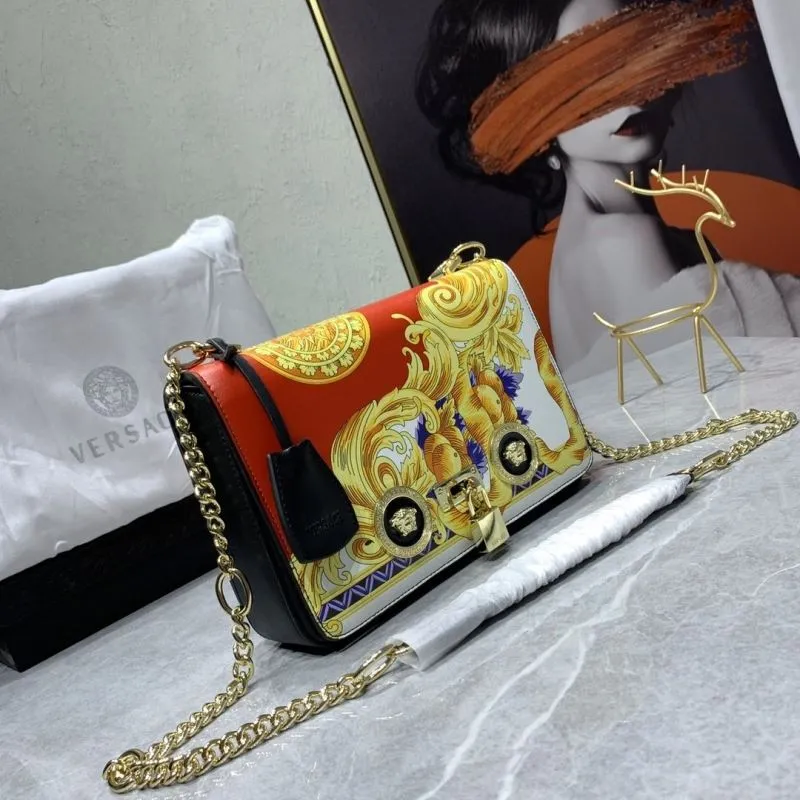 Alternative view of Versace Red Gold Baroque Crossbody Satchel Bag Size 24-7-16cm