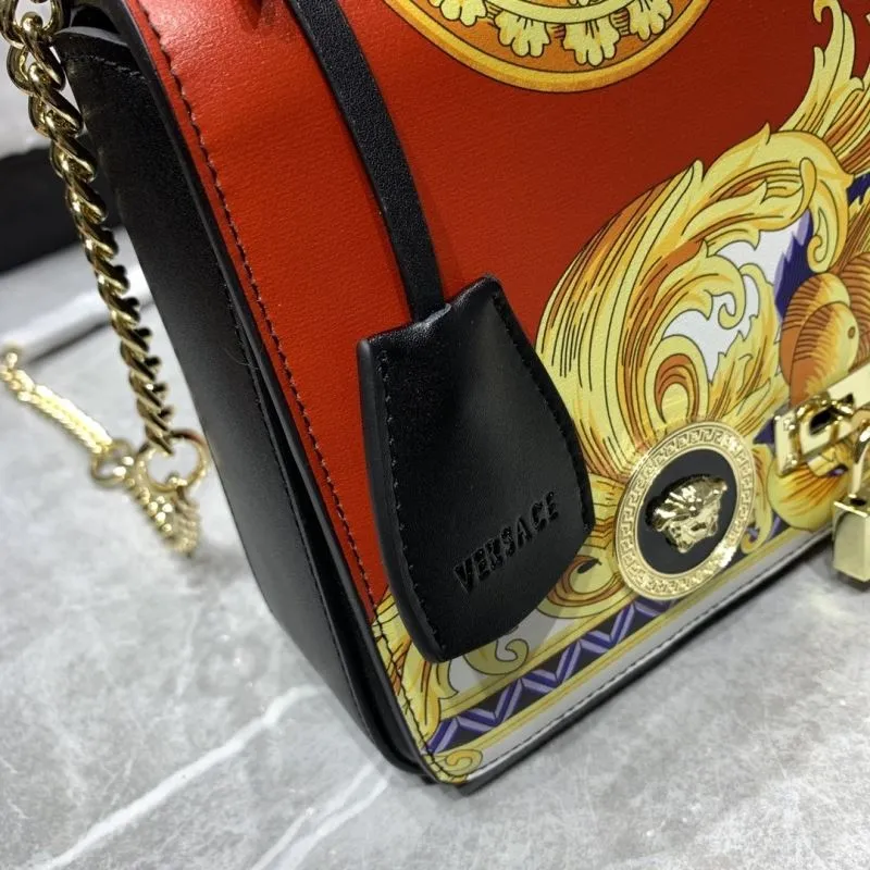 Versace Red Gold Baroque Crossbody Satchel Bag Size 24-7-16cm - Image 5