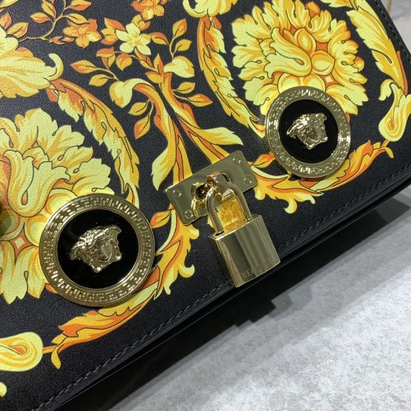 Versace Black Gold Floral Chain Satchel Bag 24-7-16cm - Image 4