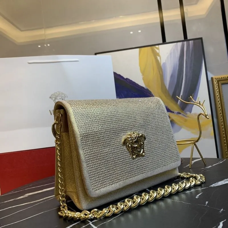 Alternative view of Versace Gold Crystal Chain Crossbody Satchel Bag