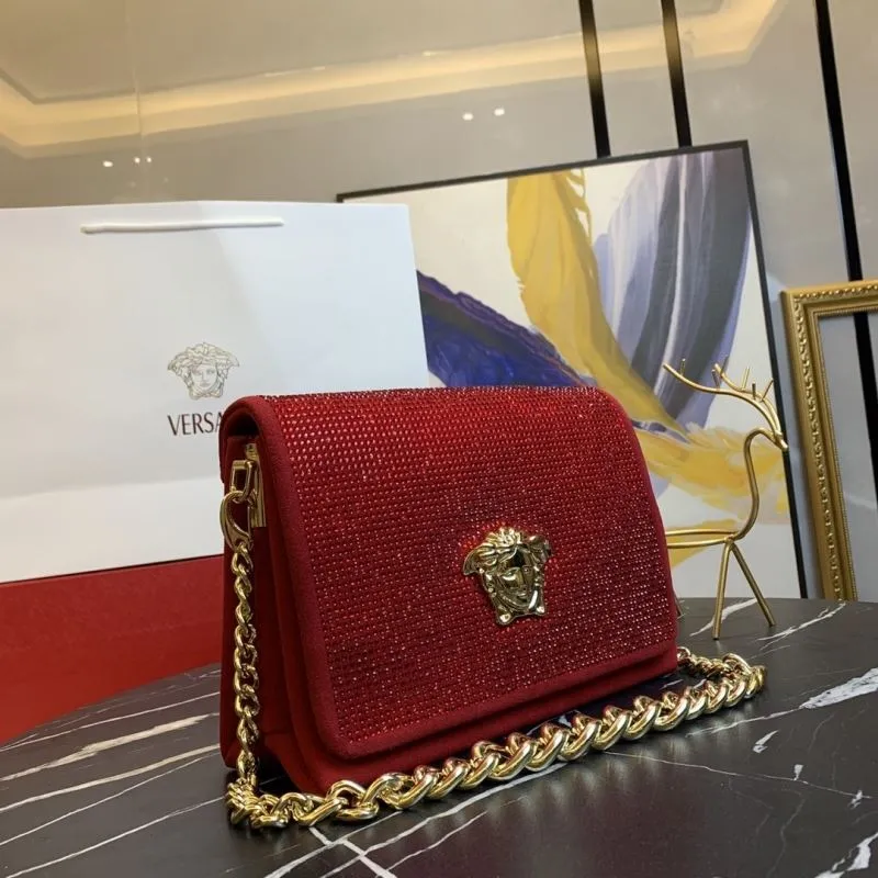 Alternative view of Versace Red Crystal Chain Satchel Bag 73