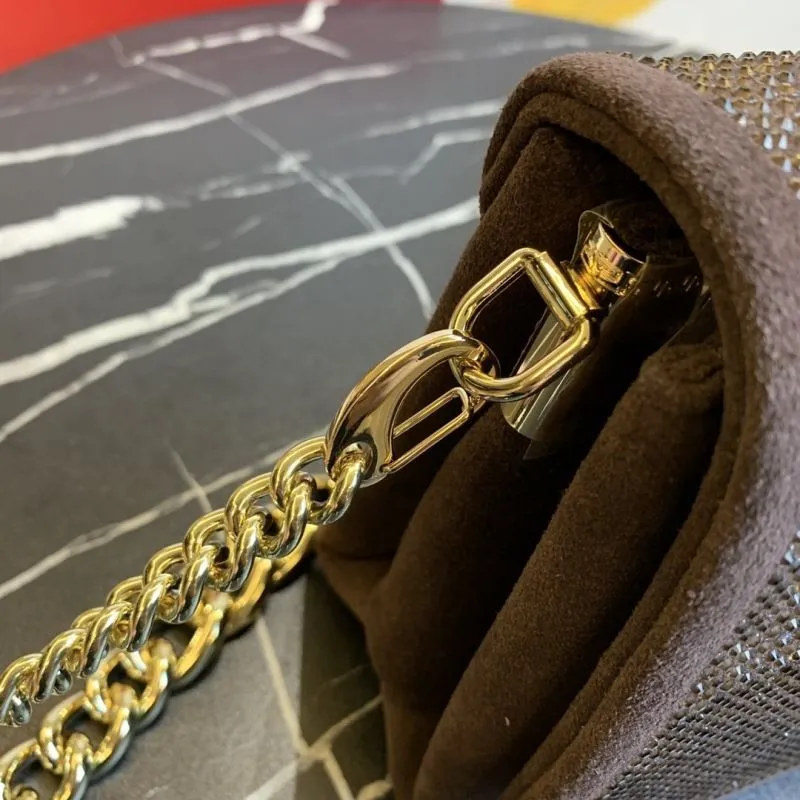 Versace Brown Crystal Satchel Bag with Gold Chain 74 - Image 6