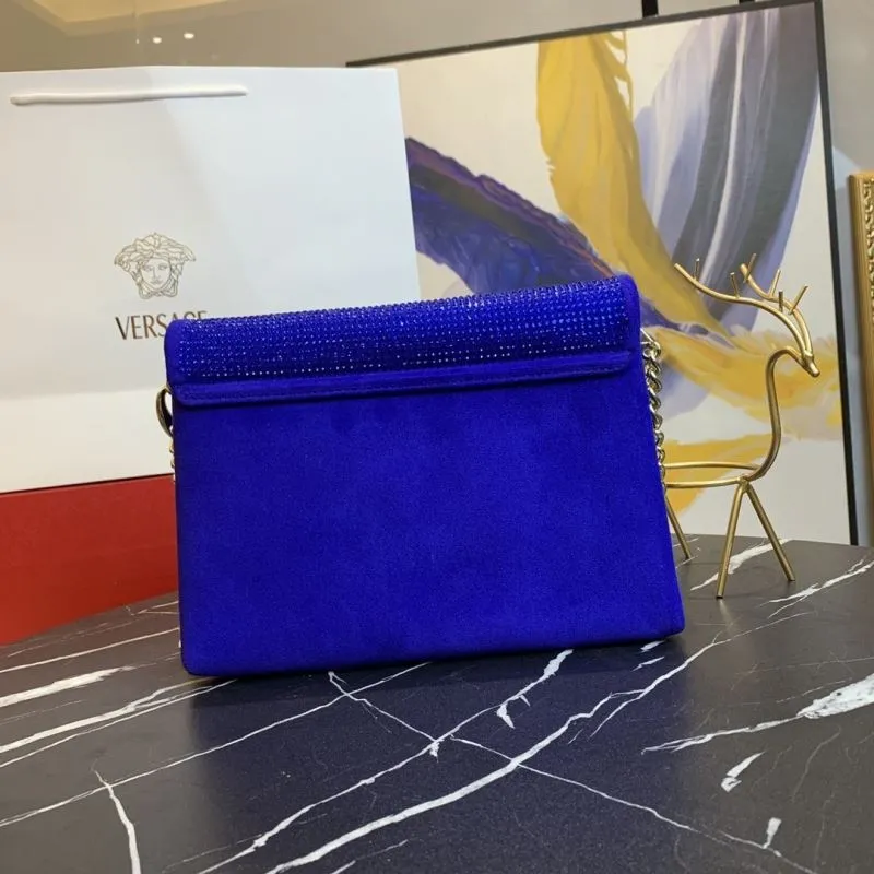 Versace Blue Crystal Embellished Satchel Bag - Image 3