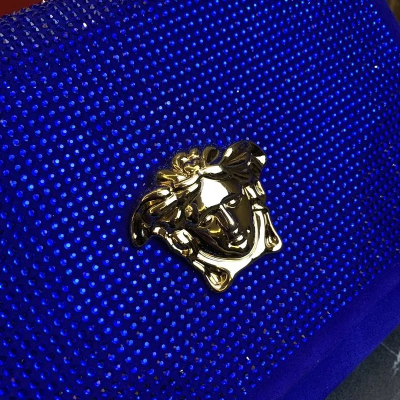 Versace Blue Crystal Embellished Satchel Bag - Image 5