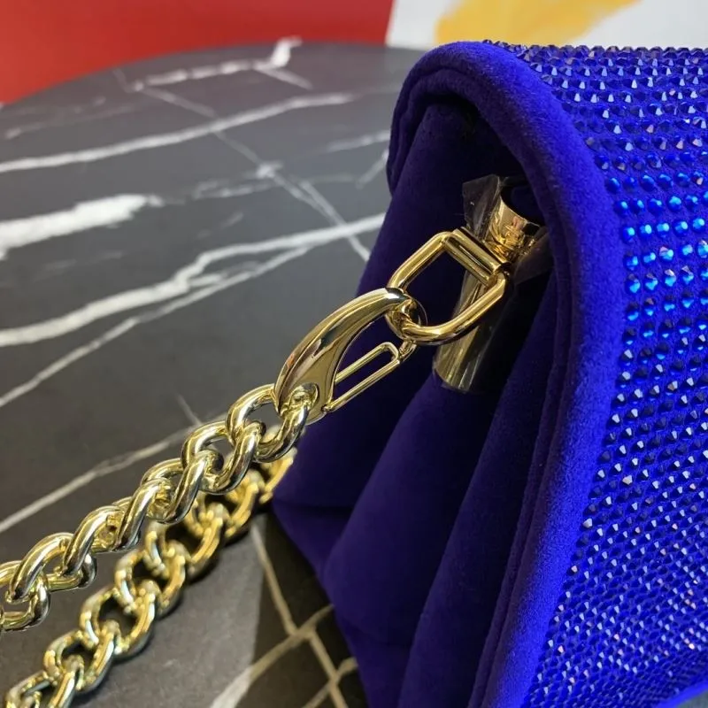 Versace Blue Crystal Embellished Satchel Bag - Image 6