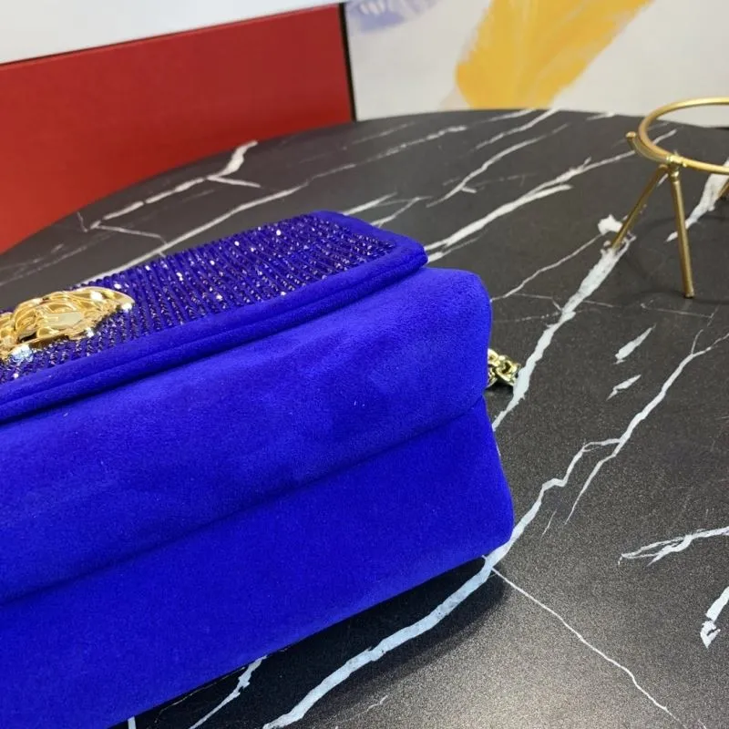 Versace Blue Crystal Embellished Satchel Bag - Image 7