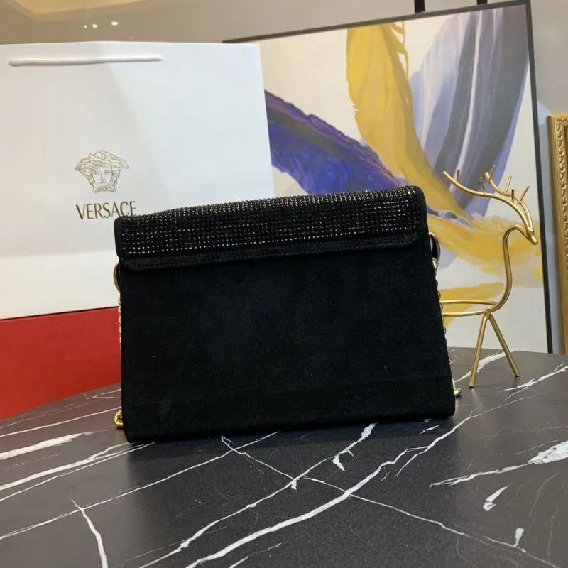 Versace Black Crystal Satchel Bag with Gold Chain Model 76 - Image 3