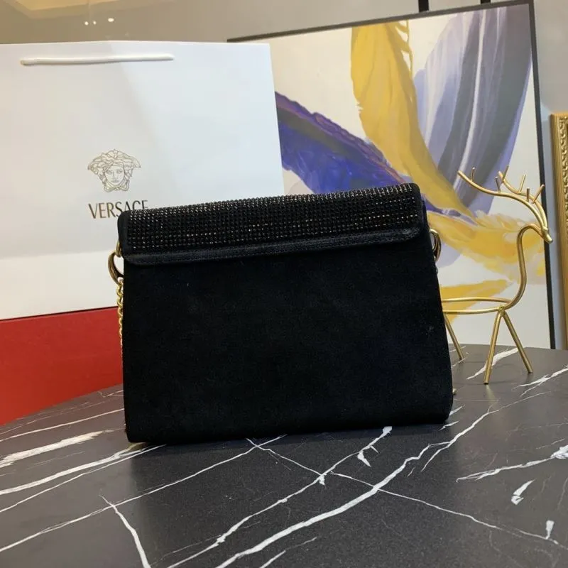 Versace Black Crystal Chain Satchel Bag - Image 3