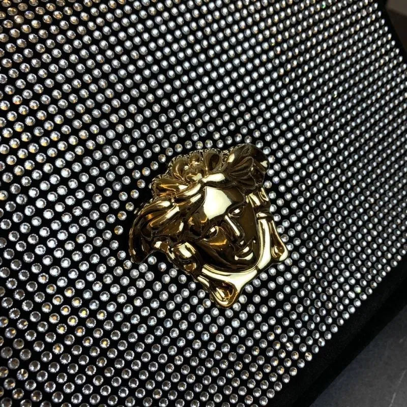 Versace Black Crystal Chain Satchel Bag - Image 5