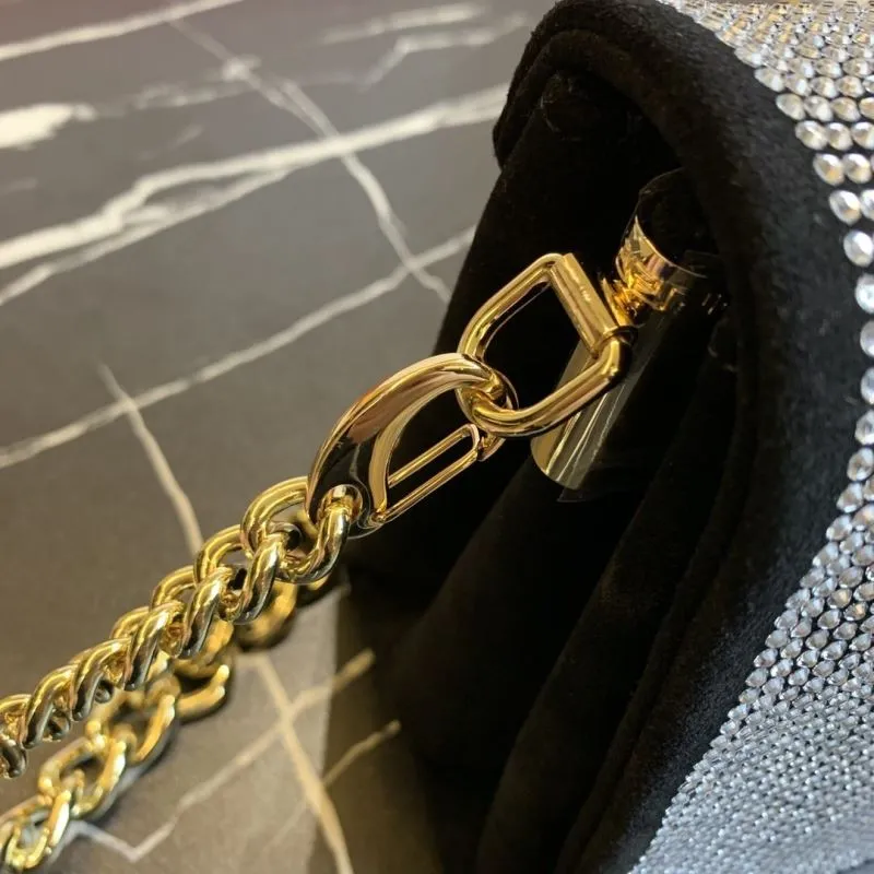 Versace Black Crystal Chain Satchel Bag - Image 6