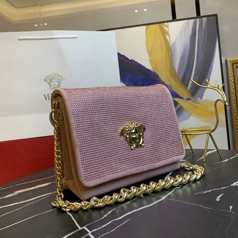 Alternative view of Versace Pink Crystal Embellished Chain Satchel Bag