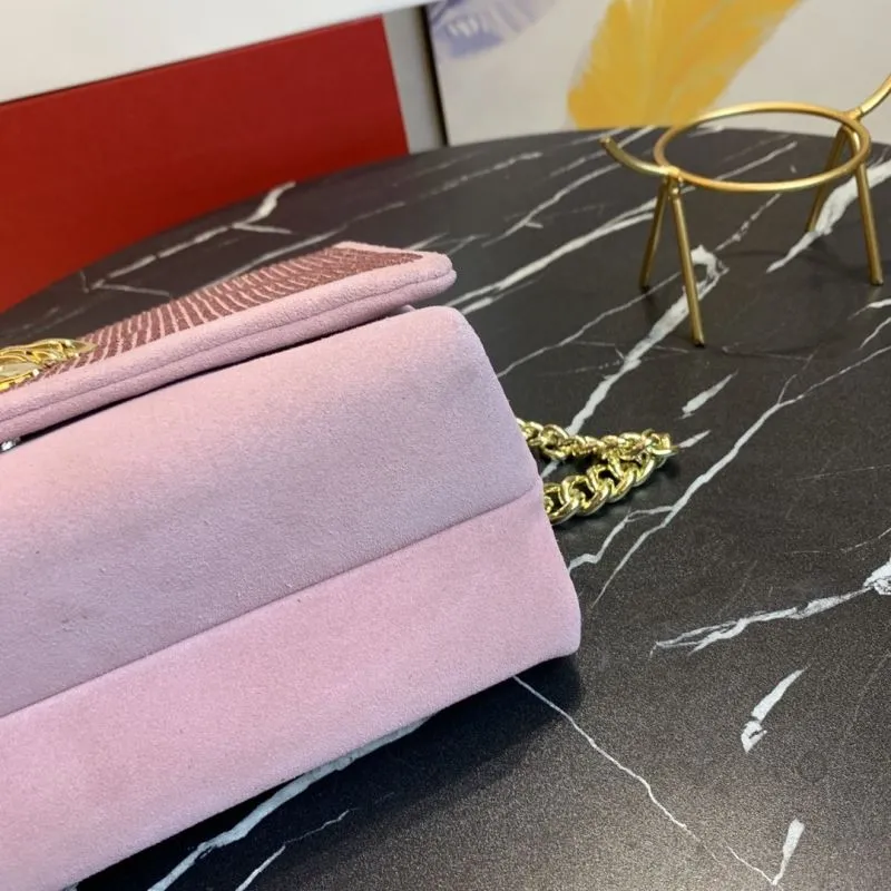 Versace Pink Crystal Embellished Chain Satchel Bag - Image 7