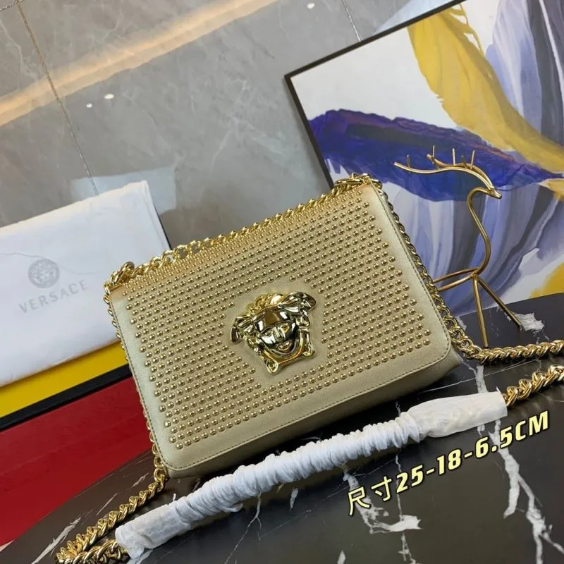 Versace Gold Studded Chain Satchel Bag