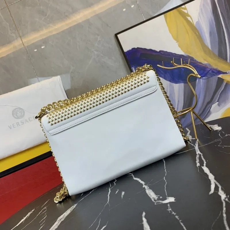 Versace White Studded Chain Satchel Bag - Image 3