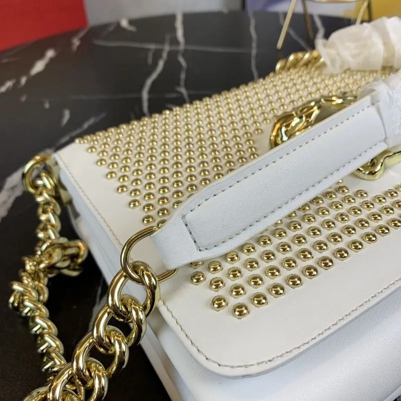 Versace White Studded Chain Satchel Bag - Image 6