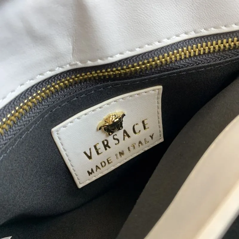 Versace White Studded Chain Satchel Bag - Image 9