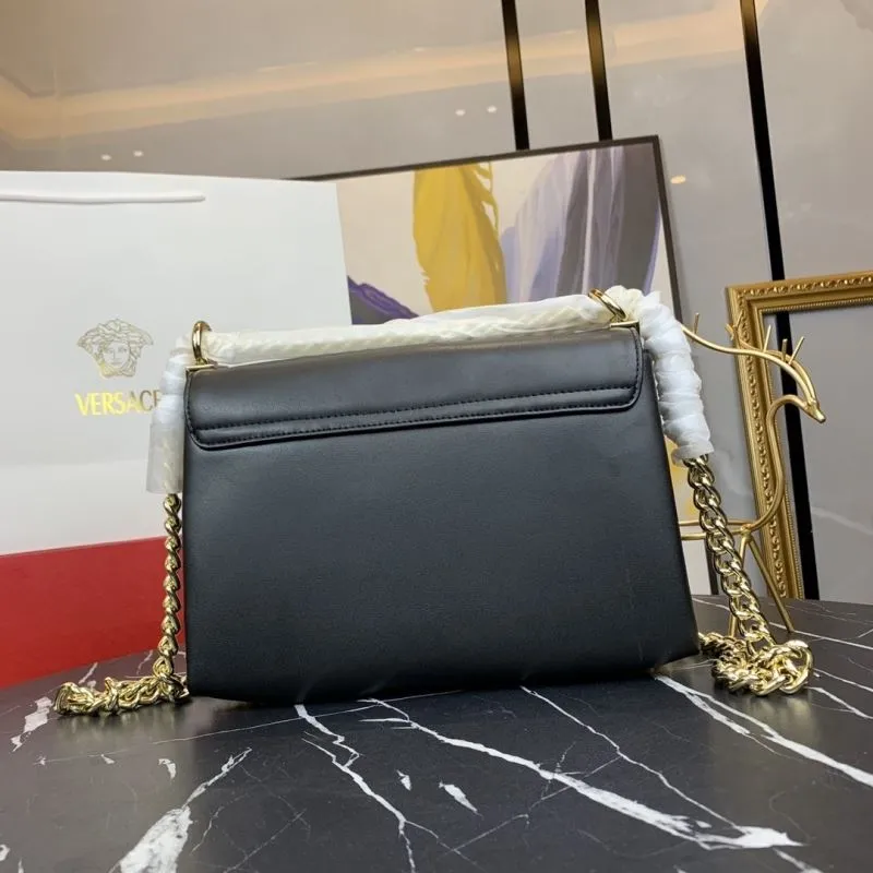 Versace Black Leather Chain Satchel Bag - Image 3