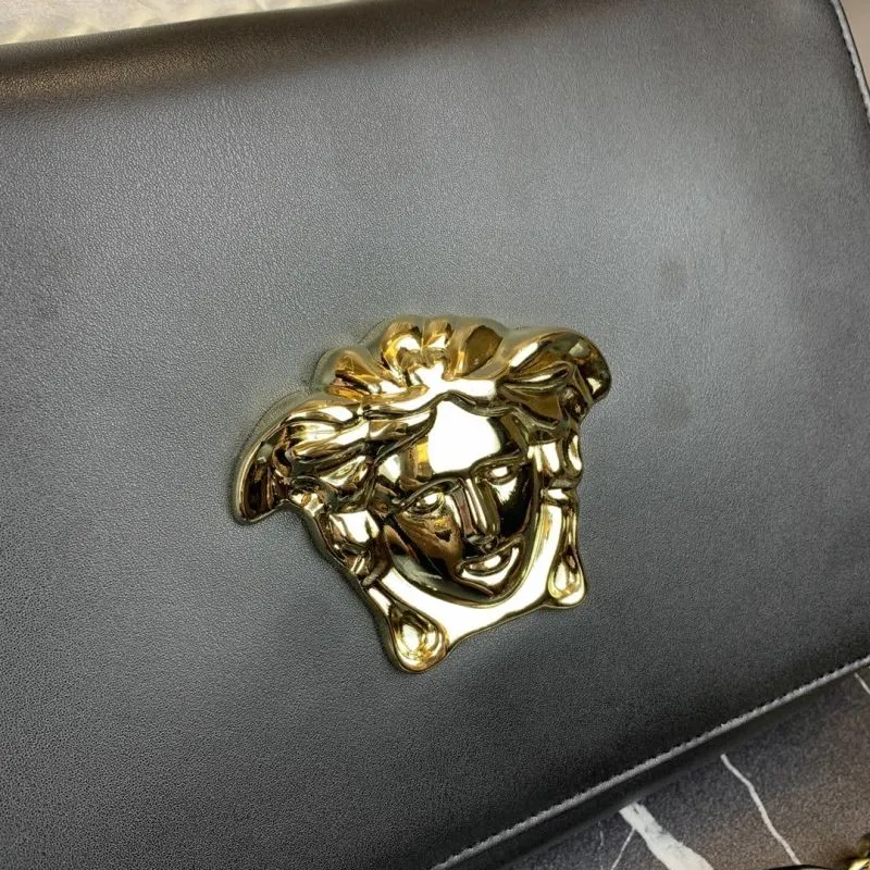 Versace Black Leather Chain Satchel Bag - Image 5