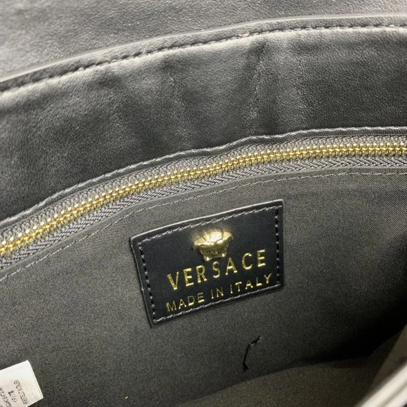 Versace Black Leather Chain Satchel Bag - Image 9