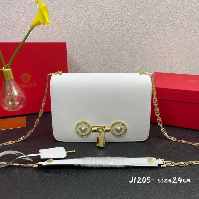 Versace White Satchel Bag J1205 Size 24cm