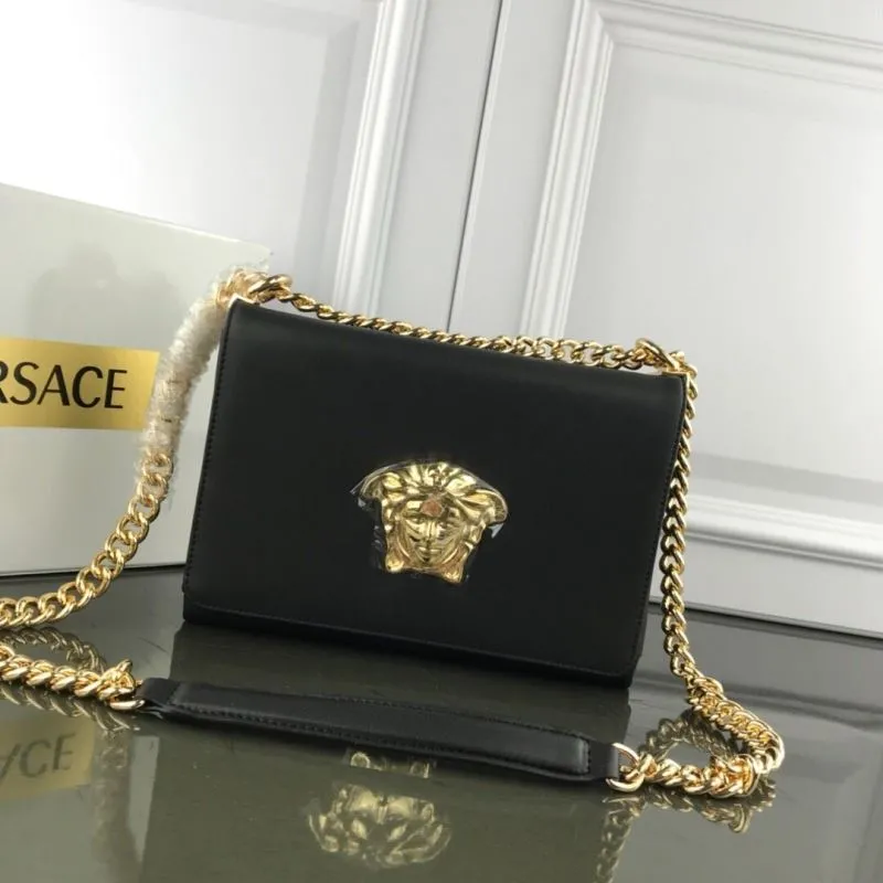 Versace Black Medusa Chain Satchel Bag
