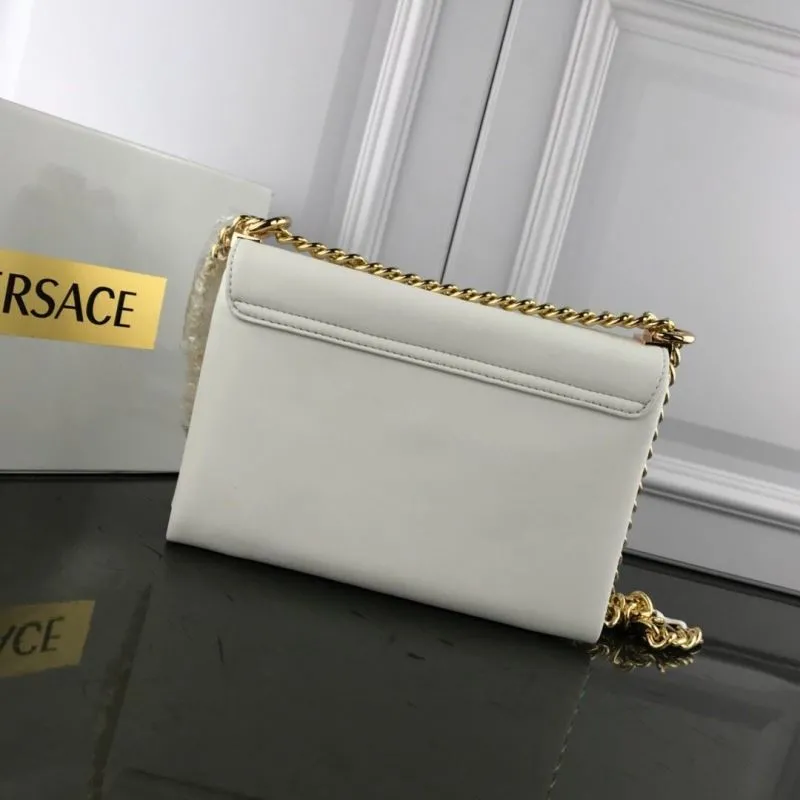 Versace White Leather Chain Satchel Bag - Image 3