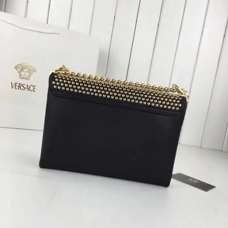 Versace Black Studded Medusa Shoulder Bag - Image 3