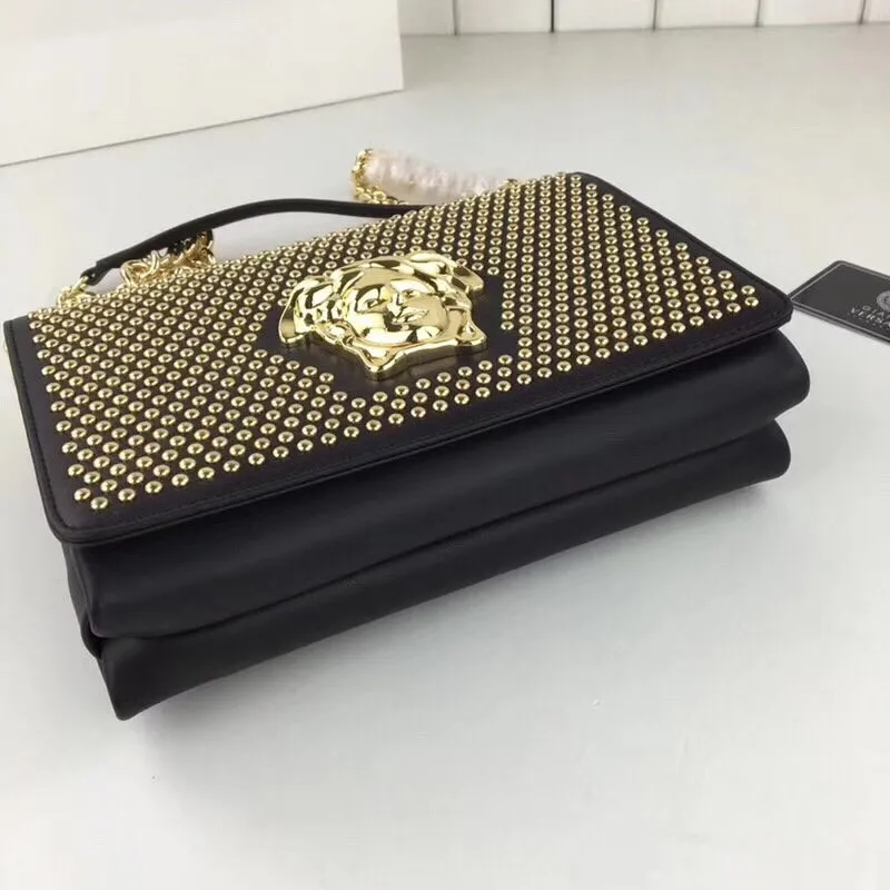 Versace Black Studded Medusa Shoulder Bag - Image 5