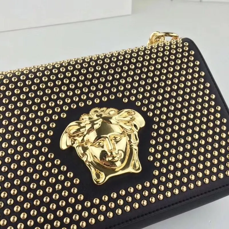 Versace Black Studded Medusa Shoulder Bag - Image 6