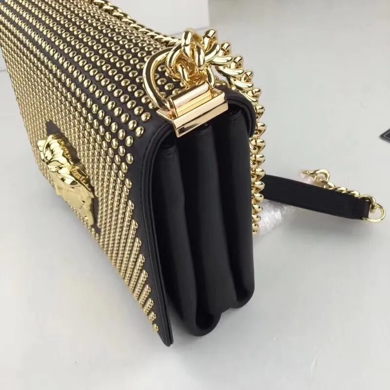 Versace Black Studded Medusa Shoulder Bag - Image 7