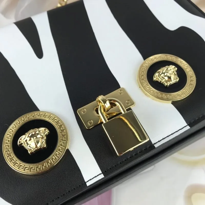 Versace Black White Zebra Pattern Satchel Bag 102 - Image 4