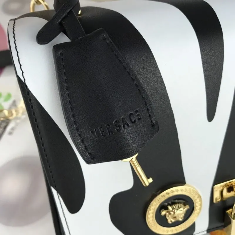 Versace Black White Zebra Pattern Satchel Bag 102 - Image 5
