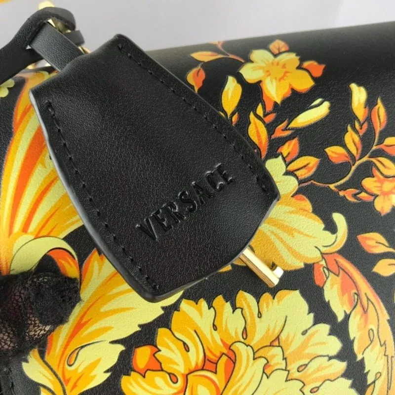 Versace Black Floral Satchel Bag - Image 3