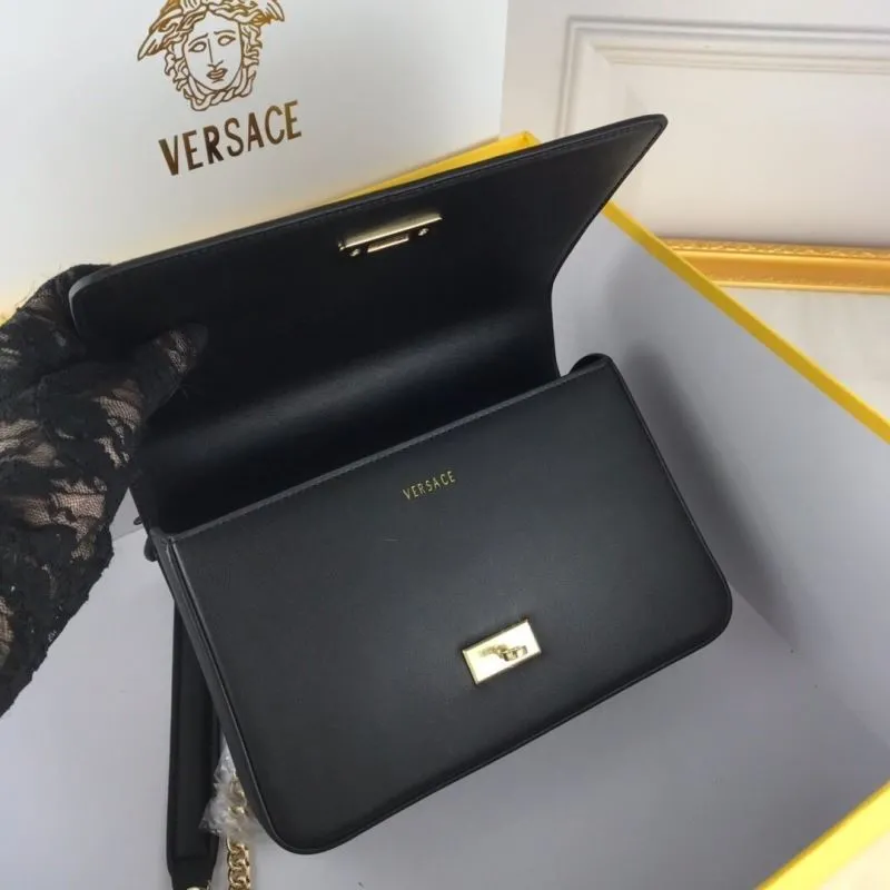 Versace Black Floral Satchel Bag - Image 7