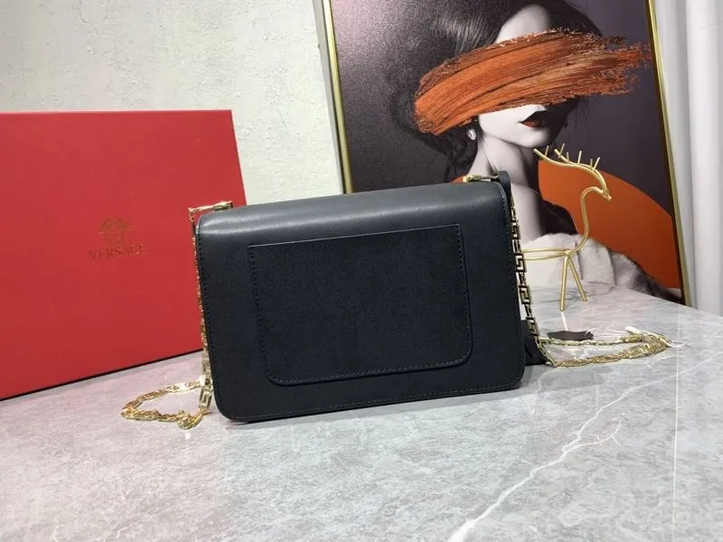 Versace Black Leather Satchel Crossbody Bag - Image 3
