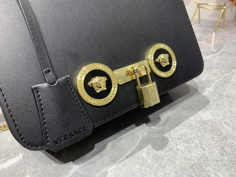 Versace Black Leather Satchel Crossbody Bag - Image 4