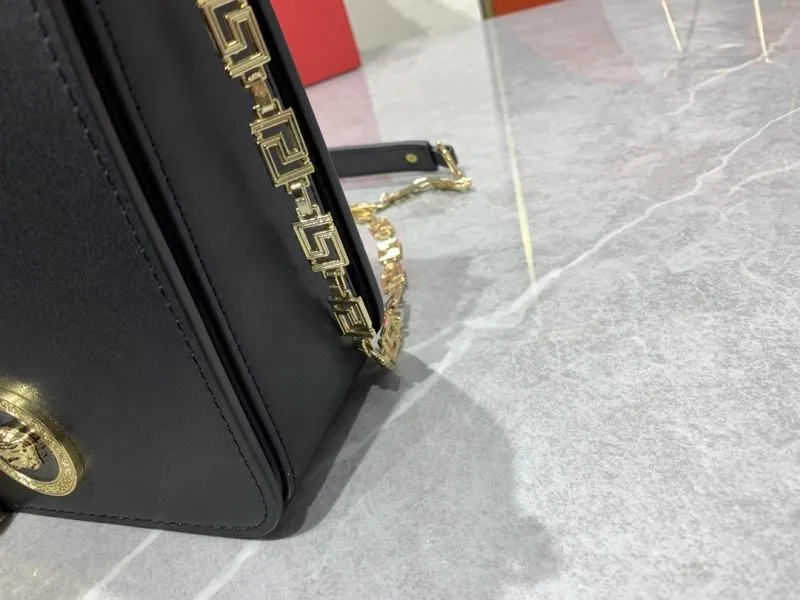 Versace Black Leather Satchel Crossbody Bag - Image 6