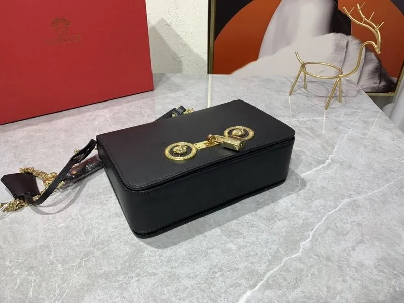 Versace Black Leather Satchel Crossbody Bag - Image 7