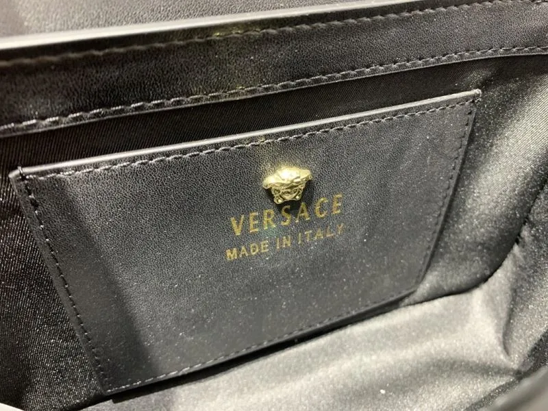 Versace Black Leather Satchel Crossbody Bag - Image 9