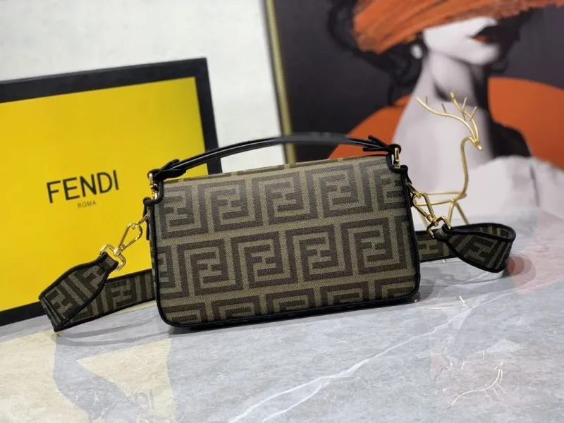 Fendi Brown FF Monogram Shoulder Satchel Bag - Image 3