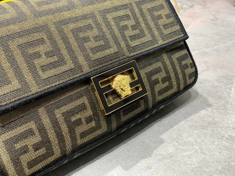 Fendi Brown FF Monogram Shoulder Satchel Bag - Image 4